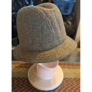 NWT LONDON FOG VINTAGE WOOL TWEED Farley Grey HAT FEDORA TRILBY MENS Small